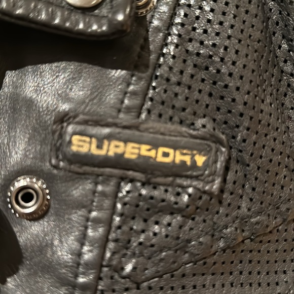 Superdry leather body and suede sleeves short biker - Picture 3 of 8
